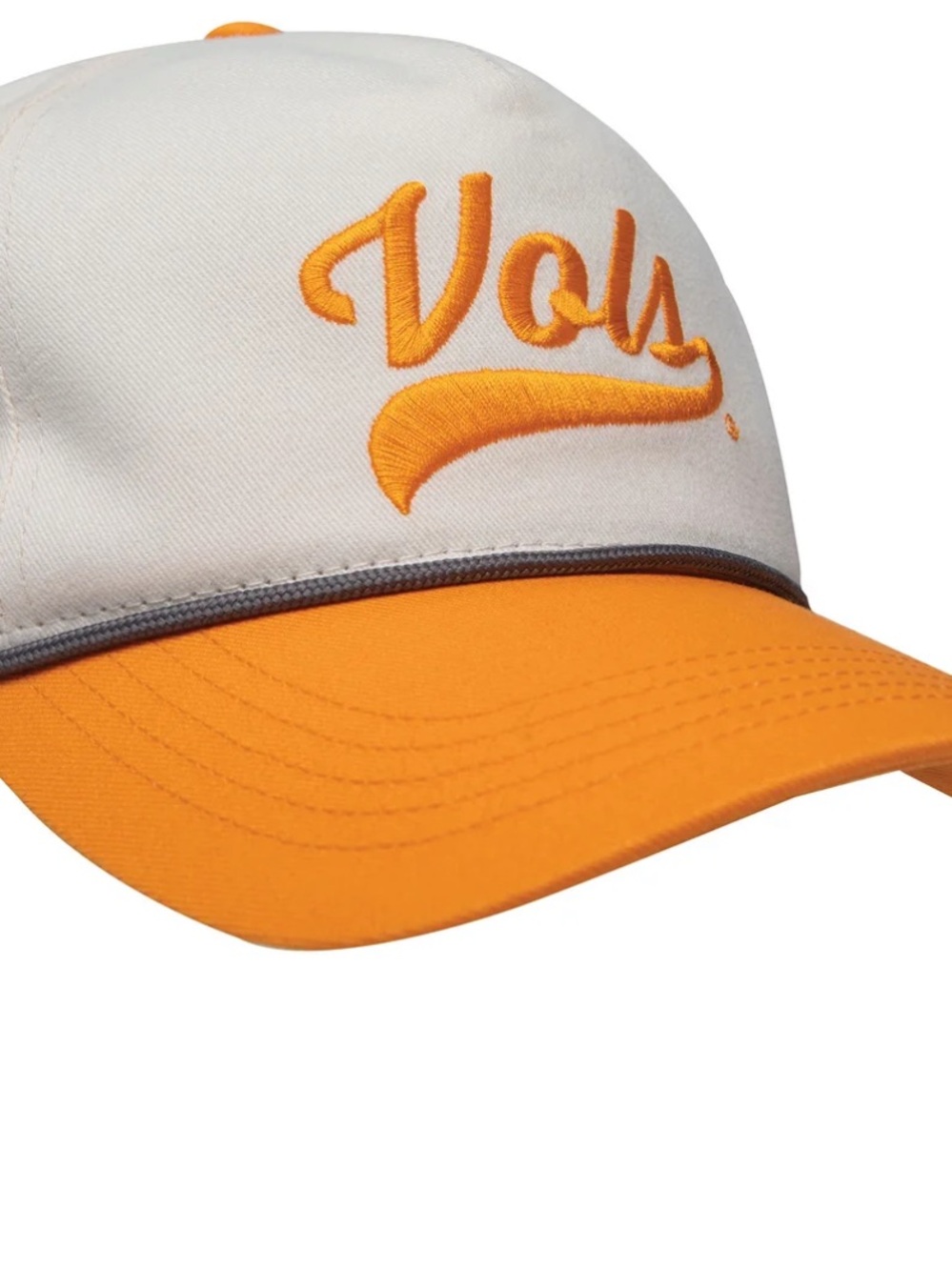 Kids Two-Tone Orange and White Baseball Cap with Embroidered 'Vols'
